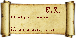 Blistyik Klaudia névjegykártya